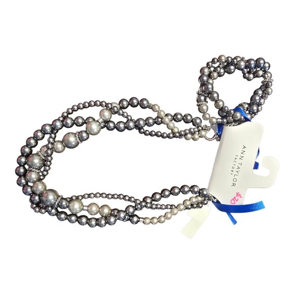 Ann Taylor Necklace With Matching Bracelet Lot -18" Silver Beaded Toggle NWT - Picture 1 of 4
